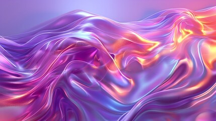Obraz premium Abstract fluid iridescent holographic neon curved wave in motion colorful background 3d render. Gradient design element for backgrounds, banners, wallpapers, posters and covers