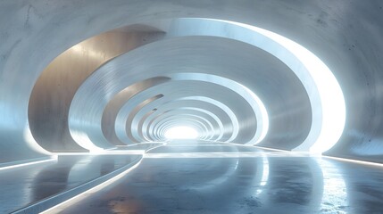 Obraz premium Abstract Futuristic empty floor and room Sci-Fi Corridor With light for showcase,room,interior,display products.Modern Future cement floor and wall background technology interior concept.3d render