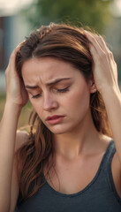 Obraz premium woman with headache