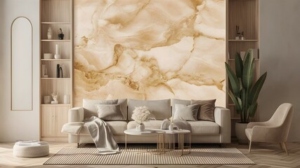 An elegant cream-colored marble texture for wall coverings. Interior background design for creative stone art wall art. actual picture. mildly textured, gentle backdrop