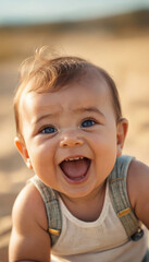 portrait of a baby, little child laughing
