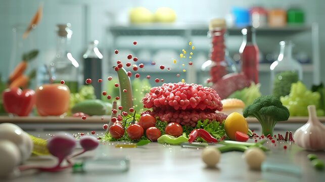 Biofabricated food product offering sustainable and nutritious alternatives to traditional protein sources complete infographic scrutiny of cellular agriculture in future food production