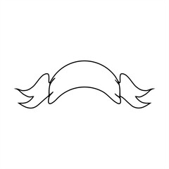 line art illustration of a curved ribbon with two pointed ends for a title banner