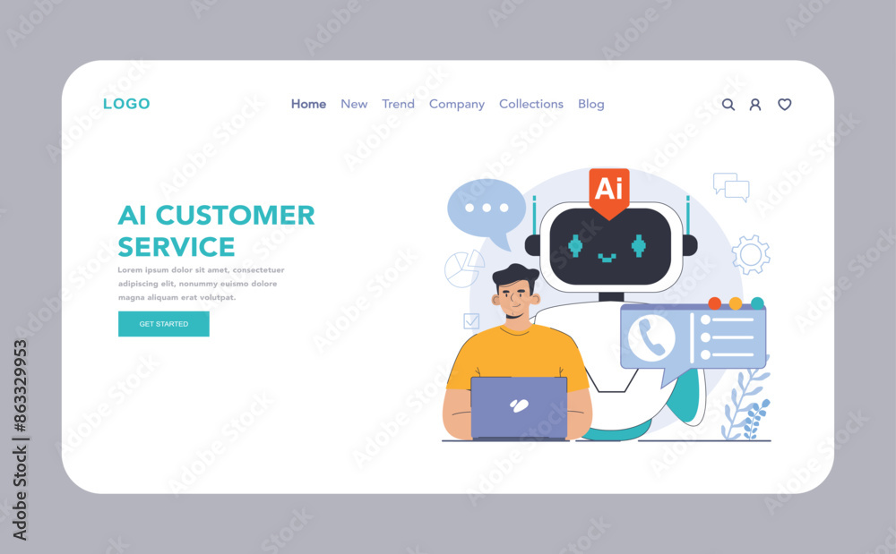 Canvas Prints chat bot web or landing. ai-powered customer service. online consultation