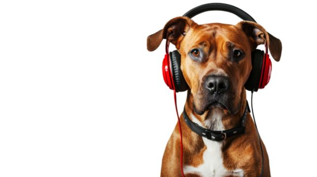 Dog With Headphones on transparent background - Powered by Adobe