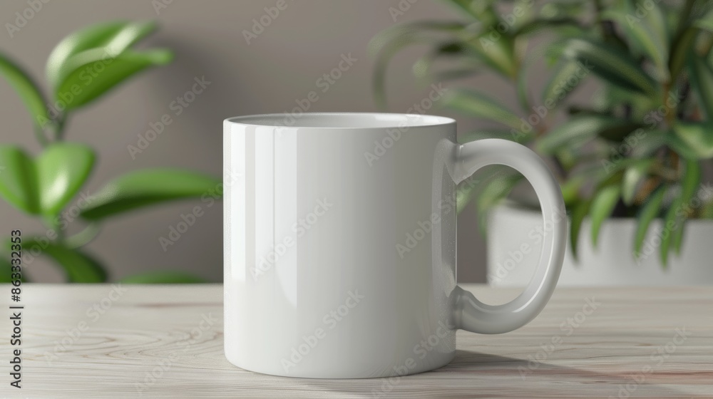 Wall mural Mockup Display Reference. A White Mug with Copy Space