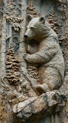 3d bear Wallpaper Background golden art for digital printing wallpaper, mural, custom design wallpaper. AI generated illustration