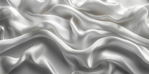 Fototapeta premium satin background White fabric Backdrop Pattern Abstract Texture Design Fashion Vintage Space Wave Color Luxury Wallpaper Beautiful Shape Curtain Textile 