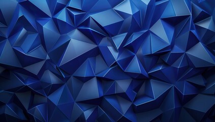 Obraz premium Blue geometric background with dark blue lines and shapes in the style of low poly, dark blue background with a dark blue gradient and dark blue shapes Generative AI