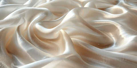 Fototapeta premium satin background White fabric Backdrop Pattern Abstract Texture Design Fashion Vintage Space Wave Color Luxury Wallpaper Beautiful Shape Curtain Textile 