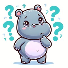 Naklejka premium cute hippo confused cartoon vector icon illustration