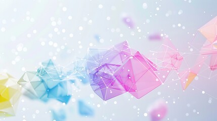 Fototapeta premium A soft, pastel colored background with geometric shapes and lines in various shades of pink, blue, yellow, white, and green , colorful background of geometric shapes , geometrical abstract background