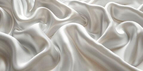 Obraz premium satin background White fabric Backdrop Pattern Abstract Texture Design Fashion Vintage Space Wave Color Luxury Wallpaper Beautiful Shape Curtain Textile 