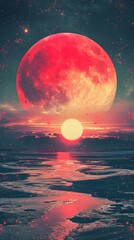 Obraz premium Future retro sci-fi background. Abstract grainy texture, Universe Retro Futuristic 80's Background. Vintage
