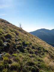 view on the mountains in the Southern French Alp on a sunny late summer day