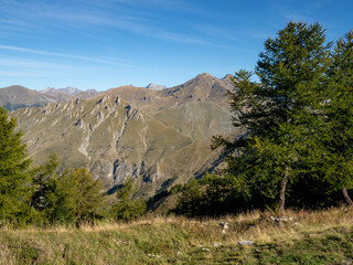 view on the mountains in the Southern French Alp on a sunny late summer day