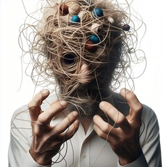 Confused Mind: Conceptual Image of a Man's Thoughts