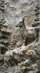 3d goat Wallpaper Background golden art for digital printing wallpaper, mural, custom design wallpaper. AI generated illustration