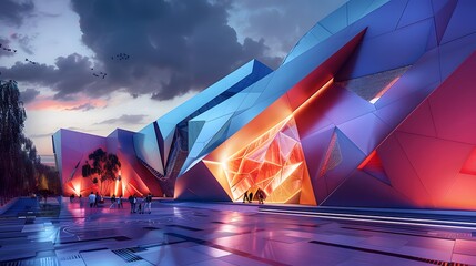  view of futuristic architecture, Skyscraper of office building with curve glass window, 3D rendering