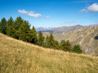 view on the mountains in the Southern French Alp on a sunny late summer day