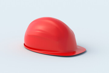 Fototapeta premium Safety helmet on gray background. Plastic hard hat. Equipment for construction industry. Protection at work. 3d render
