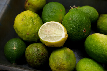 lots of green lime. tropical fruit