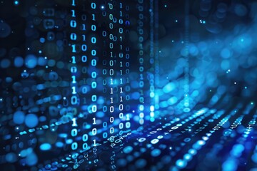 digital abstract background with binary code and technology in blue colours
