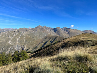 view on the mountains in the Southern French Alp on a sunny late summer day