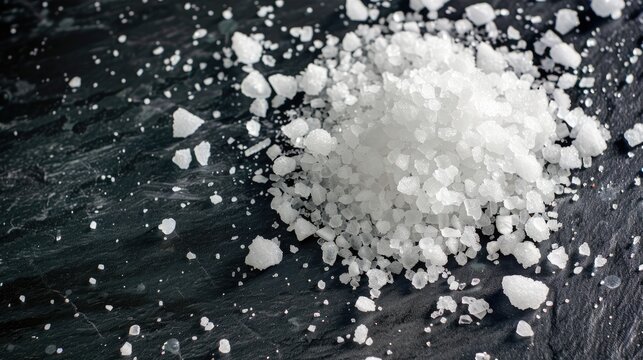 Chunk of sodium chloride with smaller particles