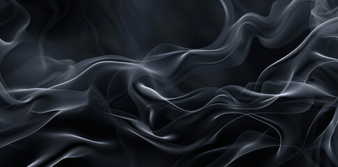 Obraz premium Abstract background with gray smoke waves on black, 3D rendering illustration