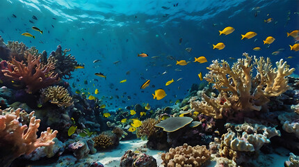 Fototapeta premium Ocean colorful coral reefs fish underwater background environment ecology