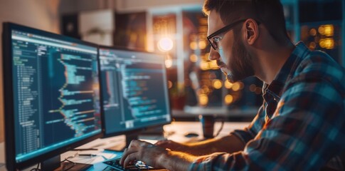 Navigating the Codebase. Software engineer using a debugger tool concept