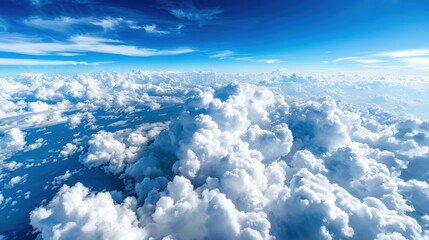 Fototapeta premium Majestic Cloudscape, Expansive sky with towering fluffy clouds, Serene Atmosphere