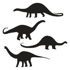Brontosaurus Dinosaur Illustration Vector Silhouette Set