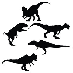 Giganotosaurus Dinosaur Illustration Vector Silhouette Bundle