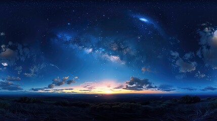 dark blue sky sunset beautiful awesome sky moon milky way seamless hdri panorama 360 degrees angle view zenith use graphics game development sky.