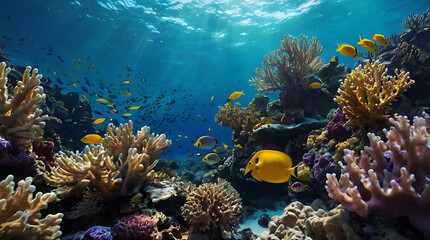 Ocean colorful coral reefs fish underwater background environment ecology