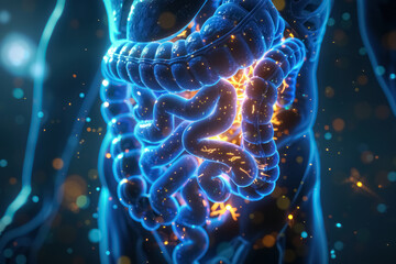 detailed 3d illustration of human digestive system anatomy