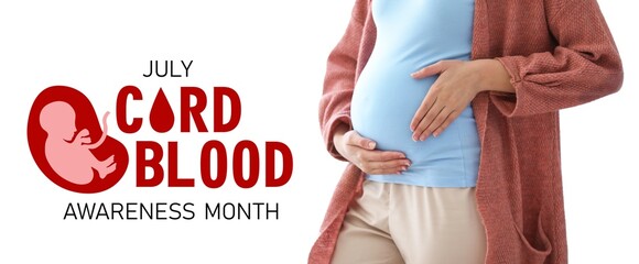 Banner for Cord Blood Awareness Month with pregnant woman