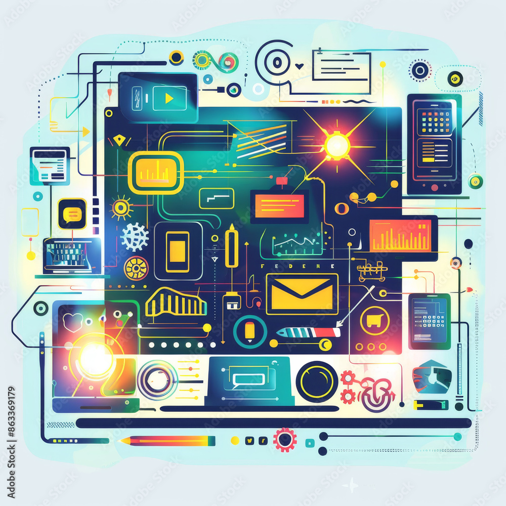 Wall mural vector illustration of web design and development.