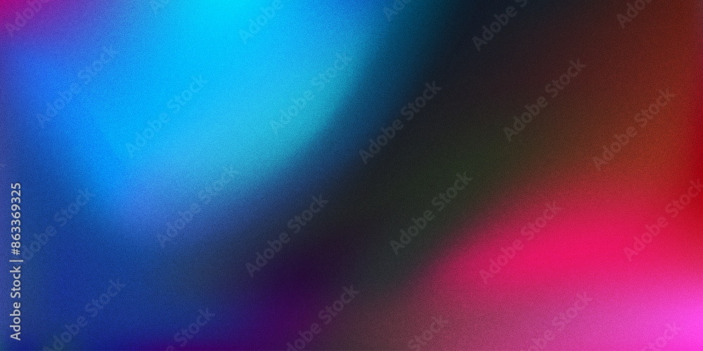 Poster color gradient lights on black background, abstract blue and red grain gradation texture, vector pin