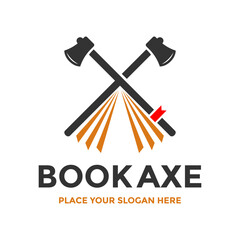 Axe book vector logo template. This design use axe and book symbol. Suitable for education.