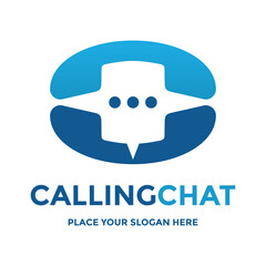 Calling chat vector logo template.  This design use phone symbol. Suitable for communication. 