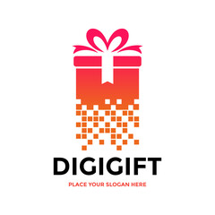 Digital gift vector logo template. This design use gift box symbol. Suitable for gift.