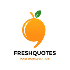 Fresh quotes vector logo template. This design use orange  symbol. Suitable for business.