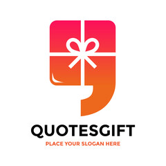 Quotes gift vector logo template. This design use quotation mark symbil. Suitable for gift.