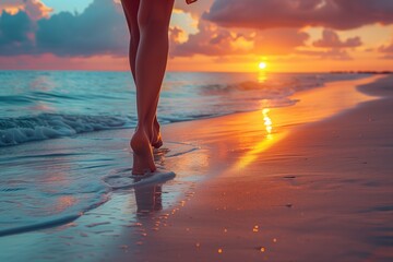 Golden Hour Sunset Beach Walk