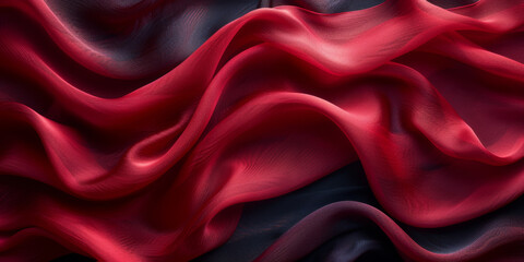 Obraz premium soft abstract threade silk wave desktop copy fabric up black close fold background dark drapery Red isolated black Satin wallpaper frame border clothes red decor satin BorderIsolated material shine 