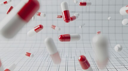 Falling colorful medical pills isolated on white