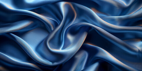 Fototapeta premium beautiful concept holiday romance bridal wedding bedding linen bed template table view top lay fl fabric creases soft design space background elegant satin silk blue light 